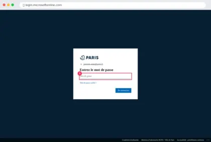 Écran de connexion Microsoft aux couleurs de la Ville de Paris pour le webmail